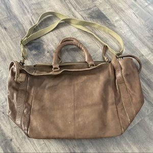Free People Leslie Olive/Brown Leather Tote Bag